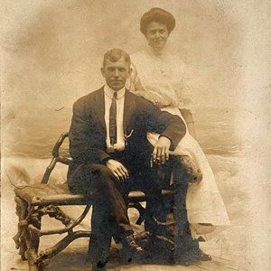 RPPC c1930 Handsome Gentleman Lady Couple Studio Portrait AZO Divided Postcard